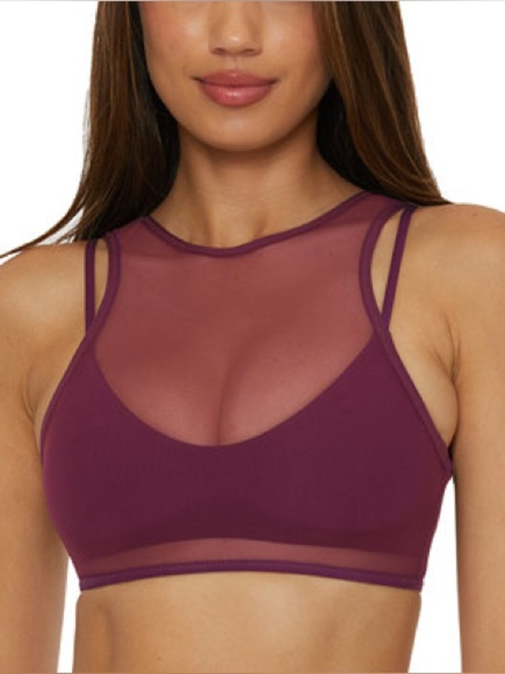 Becca Muse Mesh-Overlay Multi-Way Bralette Bikini Top D Cup